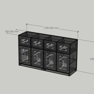 HAPPY FURNITURE , Tủ lưu trữ 4 ngăn kéo 4 cửa mở - TASY ,TLT_063 , 178cm x 50cm x 100cm DxRxC