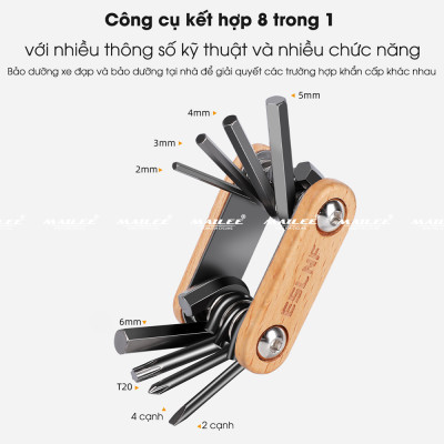 Lục Giác Sửa Chữa Xe Đạp Đa Năng ESL-81, Nhỏ Gọn, Gấp Gọn, 8 Trong 1, Chất Liệu Thép 43 Không Gỉ, Dùng Cho Xe Đạp - Mai Lee