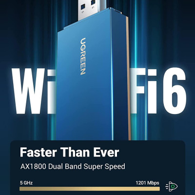 Ugreen UG90340CM499TK AX1800 USB wifi tích hợp băng tần kép Wi-Fi 6 - HÀNG CHÍNH HÃNG