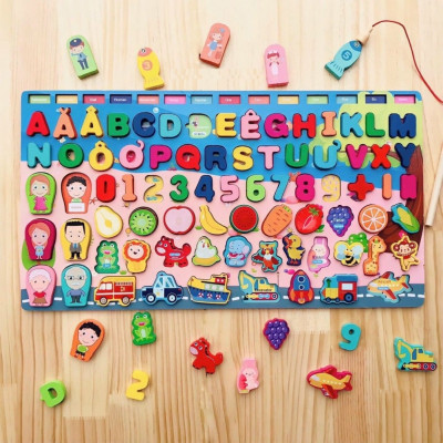 Bộ câu cá 5in1 cho bé, đồ chơi ghép hình bằng gỗ thông minh cho trẻ em