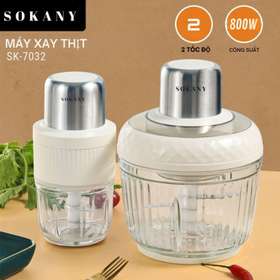Máy xay thịt đa năng 2 IN 1 SOKANY SK-06008, máy xay thịt tỏi ớt công suất cao 800W, cối thủy tinh cao cấp chắc chắn, HÀNG CHÍNH HÃNG