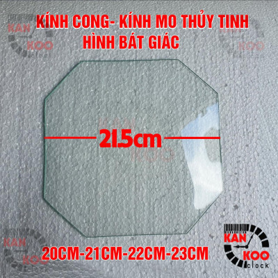 Kính CONG (MO) hình bát giác đứng (bằng thủy tinh 2-3mm) dùng cho đồng hồ treo tường, đồng hồ cổ, đồng hồ  treo tường mặt hình bát giác đứng