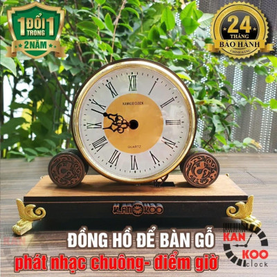Đồng hồ để bàn KANKOO gỗ, điểm nhạc chuông cổ 3 bài nhạc , phiên bản HOÀI CỔ, bảo hành 24 tháng
