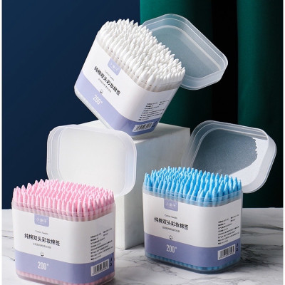 Sản phẩm dụng cụ trang điểm làm đẹp _ Combo hộp 200c tăm bông ráy tai lớn  cao cấp với 2 đầu tăm thiết kế hình dáng khác nhau làm sạch sâu bên trong , an toàn và tiện lợi 