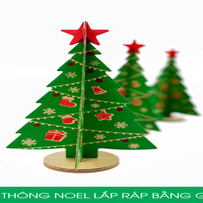 MFK05 - 14x14x25 cm - Cây thông noel lắp ráp bằng giấy carton - Cây thông noel trang trí Giáng Sinh