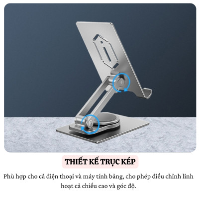 Giá đỡ hợp kim nhôm xoay 360 độ, gấp gọn điều chỉnh linh hoạt điện thoại máy tính bảng hiệu WIWU ZM107 cho iPhone iPad 16 15 11 12 13 Fold Flip S23 S24 - Hàng nhập khẩu