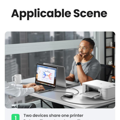 Ugreen UG15149CM618TK 2 vào 1 ra Bộ gộp USB 3.0 hỗ trợ tốc độ 5Gbps kèm 2 cáp 2 đầu USB 3.0 dài 1.5M Màu Đen - HÀNG CHÍNH HÃNG