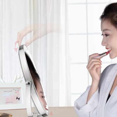 Gương trang điểm phóng đại 3 lần, xoay 360 độ, 2 mặt siêu nét, để bàn, Inox 304, Size 18cm, 20cm, Minh House G31