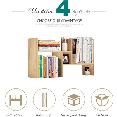 Kệ Sách Để Bàn Làm Việc ABG, Kệ Sách Treo Tường Đứng Bằng Gỗ, Thiết Kế Sang Trọng , Kiểu Dáng Hiện Đại , Bề mặt Phủ Lớp Melamine Chống Trầy, Thích Hợp Mọi Không Gian Trong Nhà - Hàng Chính Hãng.