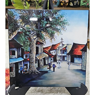 Tranh Sơn Mài - PHỐ CỔ VIỆT NAM | Size 30x30 cm | Hoài Niệm Thời Gian – Nghệ Thuật Sơn Mài Truyền Thống
