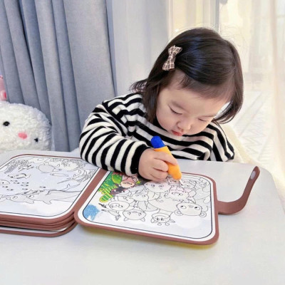 Cuốn sổ ma thuật bóc dán vẽ tranh bằng nước thông minh cho bé phát triển tư duy trí não