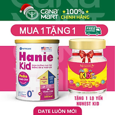 Sữa bột tốt cho bé Nutricare Hanie Kid 0+, dinh dưỡng cho trẻ biếng ăn, suy dinh dưỡng (800g)