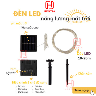 Đèn led dây năng lượng mặt trời T-Light 10 mét, 20 mét cho không gian Nhà, Quán Cafe, Ban Công, Sân Thượng Siêu Chill...