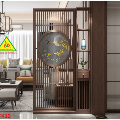Vách ngăn phòng khách, vách ngăn tủ kệ bằng gỗ 4VTK10 - Nội thất lắp ráp Viendong adv