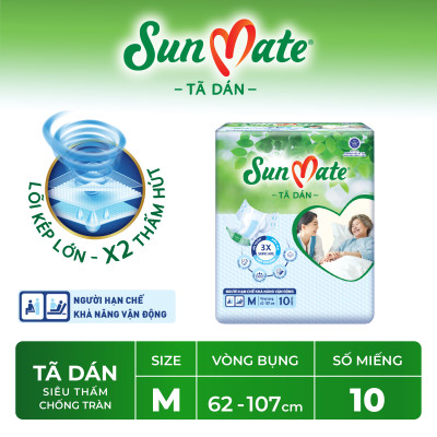 Combo 2 Tã Dán Người Lớn SunMate G2 Size M10 (10 Miếng)