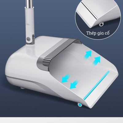 Bộ Hốt Rác Gia Đình Gấp Gọn Kèm Chổi Quét Rác Cao Cấp DAMAS TS2 - Lông chổi mềm mại không bám dính tóc - Hốt rác gấp gọn giúp tiết kiệm không gian