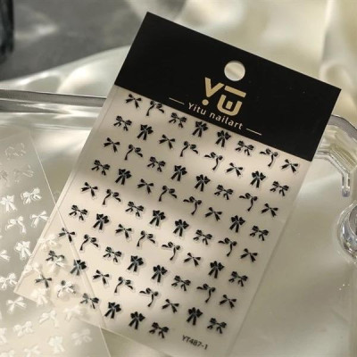 Sticker Nơ Đen 3D Mix Kiểu Lụa Nổi SJY1095 Siêu Hot Trang Trí Móng Siêu Xinh Làm Nail dán Phong Cách Hàn Quốc Nữ Women