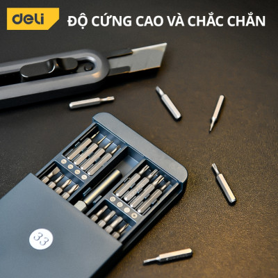 Bộ tuốc nơ vít 44 in 1 Deli  Cao Cấp Tua vít từ tính Sửa điện thoại, Máy tính, Ổ điện