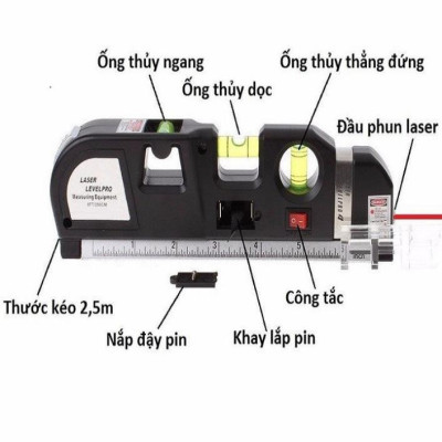 Thước Đo Đa Năng Laser, Máy Đo Khoảng Cách Bằng Laser Cầm Tay PRO 3 Hồng Ngoại 4in1 Độ Chính Xác Cao Cân Bằng Laser Đo Góc Cân Bằng Ngang, Dọc Dành Cho Xây Dựng Chuyên Nghiệp