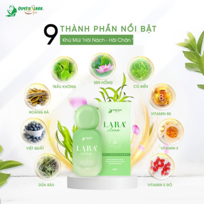 COMBO Xịt Khử Mùi Hôi Nách LARA CLEAR 40ml & AROMA 50ml, Khử Mùi Toàn Thân, Ngăn Tiết Mồ Hôi