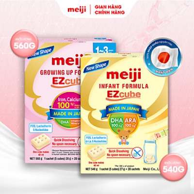 Combo Sản Phẩm Dinh Dưỡng Công Thức Meiji Infant Formula Ezcube (540g) & Meiji Growing Up Formula Ezcube (560g)