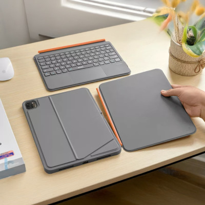 Case bao da bàn phím bluetooth V5.3 tích hợp trackpad / touchpad hiệu WIWU WM005 cho iPad Pro 11 13 inch M4 Pro 11 2020/21/22 Air 4/5/6/7 Gen 7 8 9 10.2 inch 10.5 inch - Bàn phím từ tính nam châm tháo rời, tích hợp giá đỡ - Hàng nhập khẩu