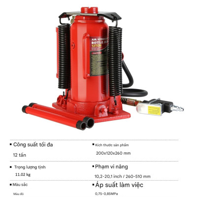 Kích Hơi Thủy Lực 12 Tấn – Nâng Gầm Xe Tải, Xe Du Lịch - Hàng nhập khẩu