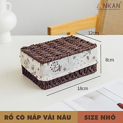 Giỏ Mây Đựng Đồ Có Nắp ANKAN, Giỏ Đựng Đồ Ăn Vặt, Phù Hợp Các Phòng Spa, Khách Sạn Và Trang Trí Trong Nhà 