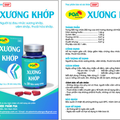 Viên nang PQA Xương Khớp hộp 30 viên là dược phẩm thảo dược cho người bị đau nhức xương khớp, viêm khớp, thoái hóa khớp, hỗ trợ mạnh gân cốt, giúp hạn chế triệu chứng đau nhức xương khớp do viêm khớp, thoái hóa khớp.