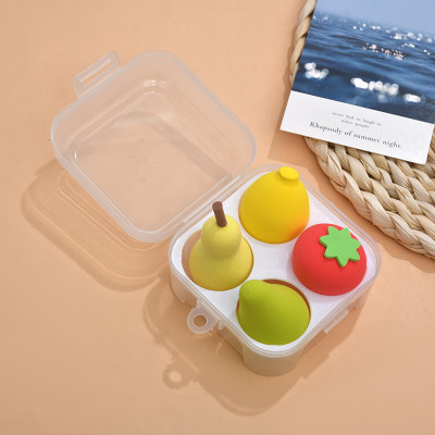 Bộ 4 bông phấn trang điểm hình quả trứng lớn , dụng cụ trang điểm hình quả dâu tây, chanh, lê đẹp và cute