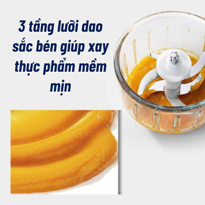 Máy Xay Thịt Đa Năng 300ml Misu Louis – Cối Thủy Tinh, 6 Lưỡi Dao Sắc, Công Suất 200W – Xay Thức Ăn Dặm, Rau Củ, Gia Vị, Tiện Dụng Tại Nhà- HÀNG CHÍNH HÃNG MINIIN