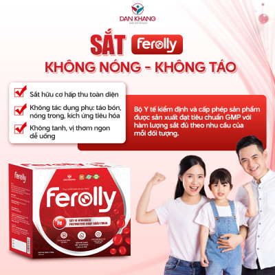 (Mẫu mới) Ống Uống Ferolly Dân Khang Bổ Sung Sắt, Cải Thiện Tình Trạng Thiếu Máu Cho Mẹ Bầu Và Em Bé
