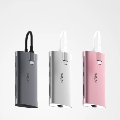  Hub Chia Cổng USB Type C Đa Năng 8 In 1 WiWU Alpha A831HRT Cho Macbook, Laptop, Ipad Tích Hợp 8 Giao Diện - Hàng Chính Hãng