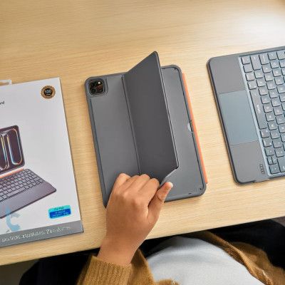 Case bao da bàn phím bluetooth V5.3 tích hợp trackpad / touchpad hiệu WIWU WM005 cho iPad Pro 11 13 inch M4 Pro 11 2020/21/22 Air 4/5/6/7 Gen 7 8 9 10.2 inch 10.5 inch - Bàn phím từ tính nam châm tháo rời, tích hợp giá đỡ - Hàng nhập khẩu