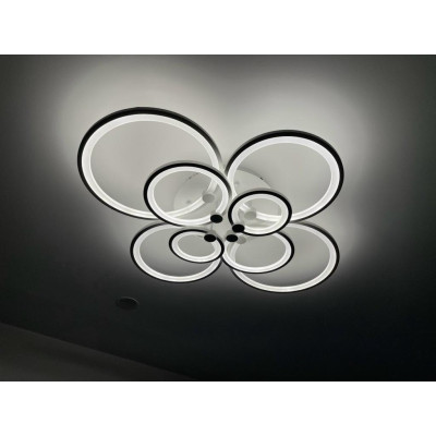 Đèn trần trang trí phòng khách LED 8 cánh hoa hải đường 3 chế độ màu có điều khiển Lighthouse 