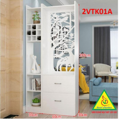 Tủ kệ trang trí kiêm vách ngăn phòng khách , nhà bếp 2VTK01 - Nội thất lắp ráp Viendong Adv