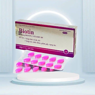 Viên uống dưỡng tóc Biotin Rostex, hộp 20vien - giúp bảo vệ da ,tóc, Giúp tóc chắc khỏe, giảm gãy, rụng tóc.