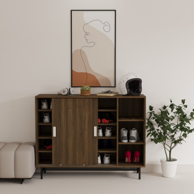 [Happy Home Furniture] LUCA, Tủ giày 2 cánh lùa - Chân sắt, 128cm x 36cm x 98cm ( DxRxC), TCL_021