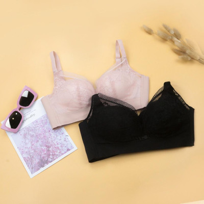 Áo Lót Nâng Ngực Nữ Không Gọng Đệm Dày LUPERI LU3AL862 Phối Ren Nâng Đẩy Ngực Bản Lưng Không Đường May 3 Móc