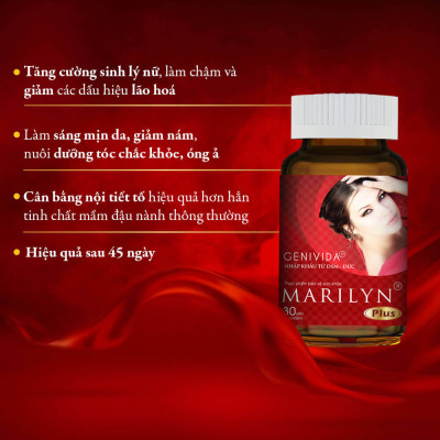Liệu Trình Tăng Nội Tiết Tố Nữ Marilyn Plus Dân Khang Giảm Khô Hạn Tăng Sinh Lý Nữ Điều Hòa Kinh Nguyệt Hộp 30 viên