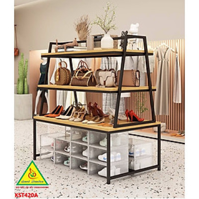 Kệ gỗ trưng bày rau củ quả, kệ trưng bày sản phẩm, hàng hóa KST420A - NỘI THẤT LẮP RÁP VIENDONGADV