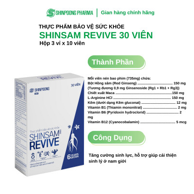 [Hộp 30 Viên] Viên uống SHINSAM REVIVE Tăng cường sinh lực và sinh lý dành cho nam giới - SHINPOONG PHARMA