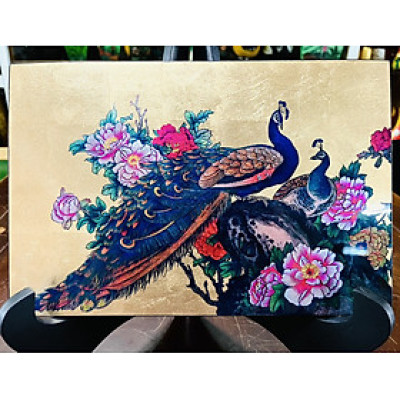 Tranh sơn mài - vẽ màu kết hợp dát vàng/ bạc Thanh Bình Lê, hàng xuất khẩu 20x30 cm