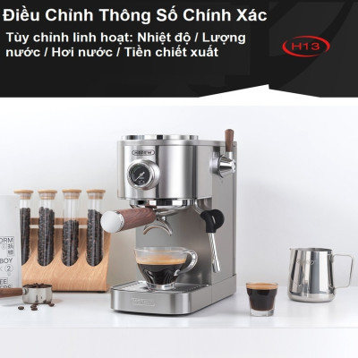 Máy pha cà phê Cappuccino, Ristretto, Espresso, Latte chuyên nghiệp thương hiệu Mỹ cao cấp HiBREW H13 - Hàng nhập khẩu