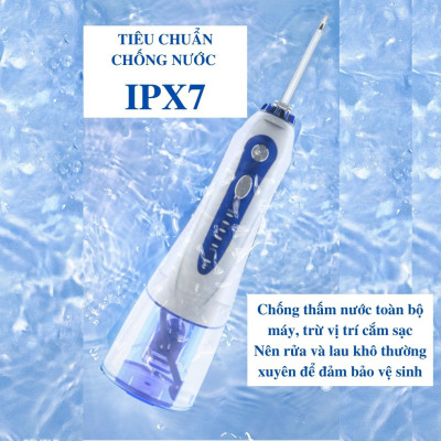 Máy Tăm Nước Cầm Tay Cao Cấp H20FLOSS HF-9P Kèm 5 Vòi Xịt Vệ Sinh Răng Miệng - Hàng Chính Hãng