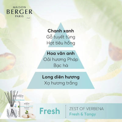 Maison Berger - Bộ tinh dầu xe hơi hương Zest of Verbena - 2 cái