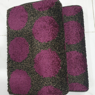 Bộ 2 thảm bếp chống trượt cao cấp kích thước 0.45mx1.2m- Màu nâu họa tiết tím bi - CONDOR