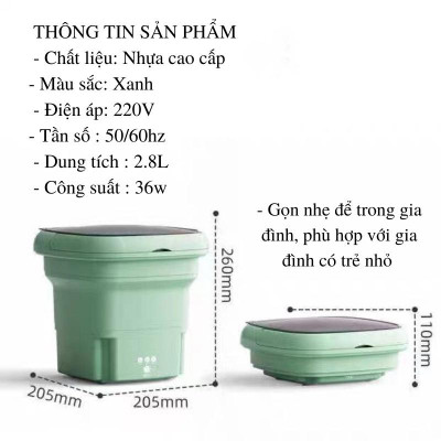 Máy Giặt Mini Tự Động Máy Giặt Gấp Gọn Khử Khuẩn Bằng Ánh Sáng Xanh SUMI