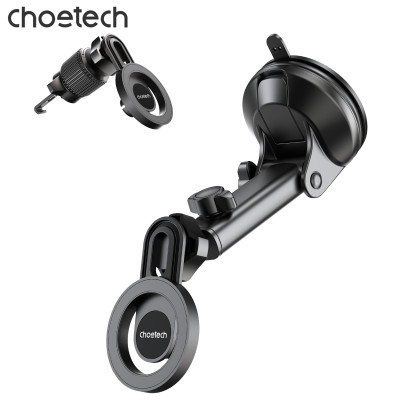 Bộ giá đỡ điện thoại hít nam châm 2in 1 Choetech H01005 dán taplo hoặc kẹp khe gió xoay 360 độ - Hàng chính hãng