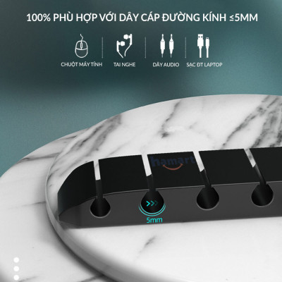 Kẹp Giữ Dây Sạc Silicone Cố Định Chống Rối Dây Điện Hamart Keo Acrylic Siêu Dính Tường Tiện lợi - Hàng Nhập Khẩu